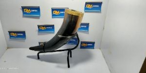 Buffalo Drinking Horn with Iron Stand