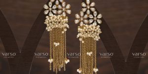 211144 Kundan Drop Chain Earring