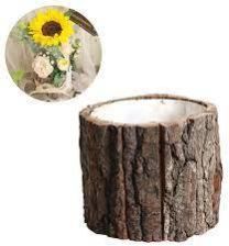 Home Decorative Wooden Bark Flowers Pot