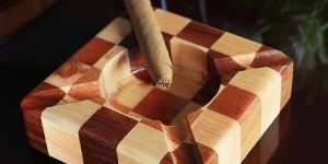 Smoking Cigar Wooden Ashtray