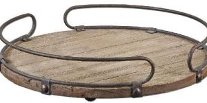 Metal Handle Trending Design Wooden Tray