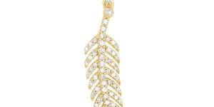 Gold Diamond Leaf Pendant