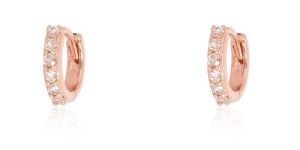 Rose Gold Diamond Huggie Hoop Earrings