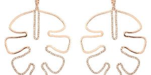 Rose Gold Diamond Leaf Dangle Earrings