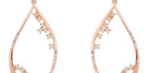 Rose Gold Sprinkling Diamond Dangle Earrings