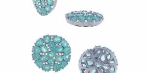 Sterling Silver 23 Mm Emerald Diamond Bead