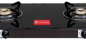 Carves 2 Burner Smart Black Glass MS Frame Gas Stove