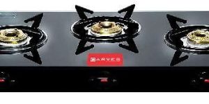 Carves 3 Burner Alfa Black Glass MS Frame LPG Gas Stove