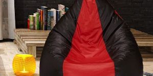 Red and Black Beans Filled Affluence Bean Bag with Footstool