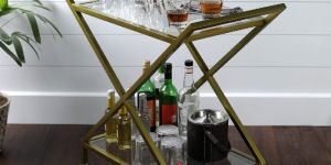 Glass Cross Bar Cart
