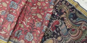 Pen Kalamkari Vidarbha Tussar Silk Sarees