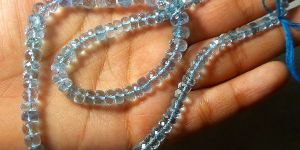 Faceted Rondelle Aquamarine Beads