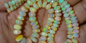 Faceted Rondelle Opal Beads