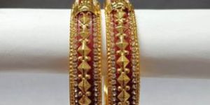 Stylish Red Diamond Design Bangles with Crystal Stone Boundary