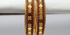 Stylish Red Round Design Bangles with Crystal Stone Boundary