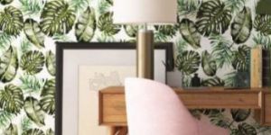 Green Leaf Printed Wallpaper