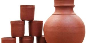 Red Clay Water Jug And Glass Set