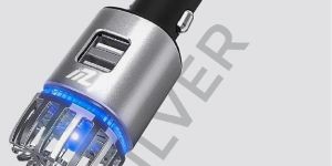 MOTOZOOP Car Air Purifier with Dual Port Mobile Charger Air Freshener Car Air Ionizer (Silver)