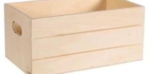 Rectangular Wooden Crate with Handles