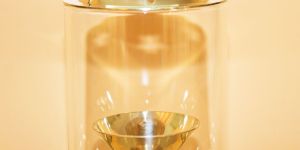 Brass Akhand Diya with Borosilicate Glass Cover and Chimney