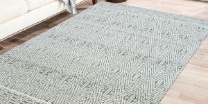 Mric Luxurious Collection 5 X 8 White Black Handmade Premium Wool Carpet