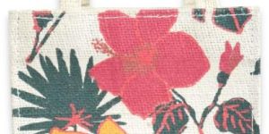 Hibiscus Print Jute Gift Bag