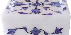 Marble Jewelry Box Inlaid with Gemstones