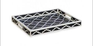 Rectangle Bone Inlay Serving Tray