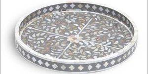 Round Bone Inlay Serving Tray