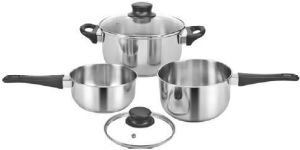 Stainless Steel Platinum Induction Bottom 5 Pcs Cookware Set