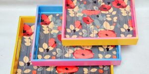 Floral Printed Wooden Tray