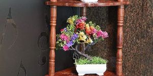 Handcrafted Corner Shelf Rack 3 Tier Mango Wood