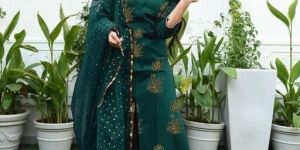 TRENDY Women Rayon Kurti Pant Dupatta Sets in Gold Print