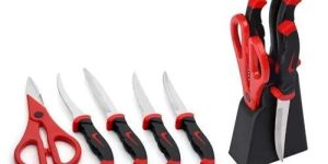 Stainless Steel Set of Knife 4 Scissor And Stand