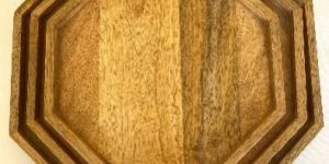 Hexagon Wooden Serving Tray
