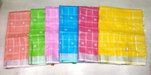 Linen Silver Zari Border Saree