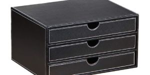 Leather Desk Organizer with 3 Drawers