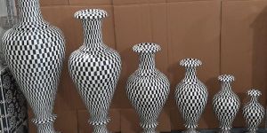 Set of 6 Bone Inlay Flower Vase