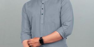 Mens Grey Short Kurta