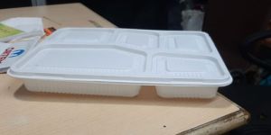 Plastic 5 Compartment Meal Tray with Lid