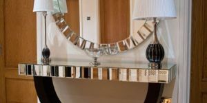 Glass Wall Mounted Console Table with Mirror