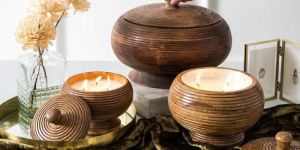 Wooden Bowl Candle Holder