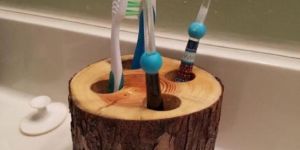 Wooden Toothbrush Holder