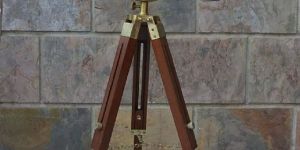 Antique Clock on Wooden Tripod Stand
