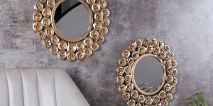 Gold Rose Wall Mirror Set of 2