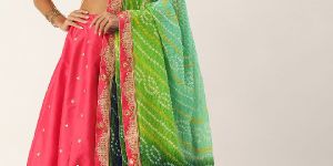 5482 Pink Satin Silk Thread Work Lehenga Choli