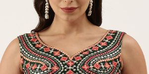 PFB 141 Green Georgette Embroidered Readymade Blouse