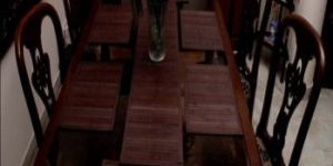 Brown Bamboo Dining Table Mat and Runner Set