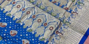 Blue Banarasi Katan Silk Tilfi Meena Weaved Saree