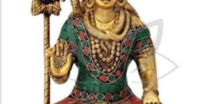Brass Shiva Idol with Stone Work